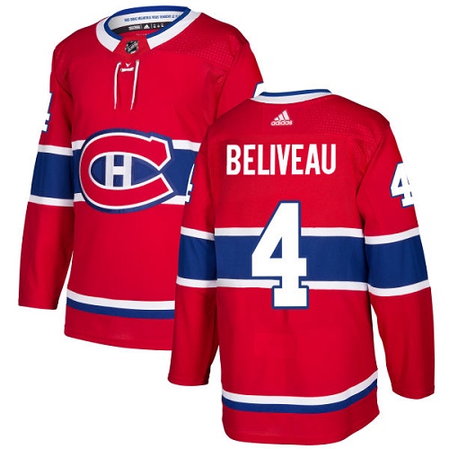 Adidas Montreal Canadiens #4 Jean Beliveau Red Home Authentic Stitched Youth NHL Jersey->youth nhl jersey->Youth Jersey